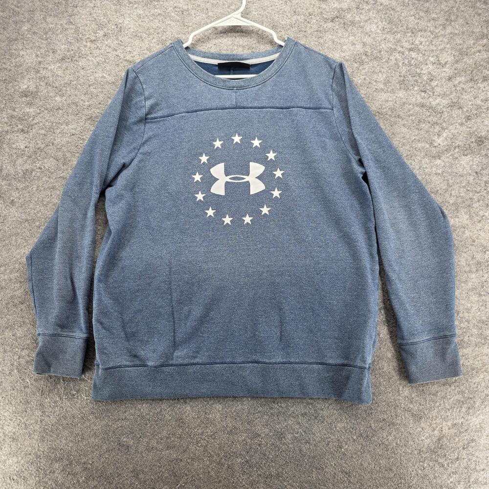 Under Armour Sweater Mens XL Blue Threadborne Crewneck Pullover Athletic Loose